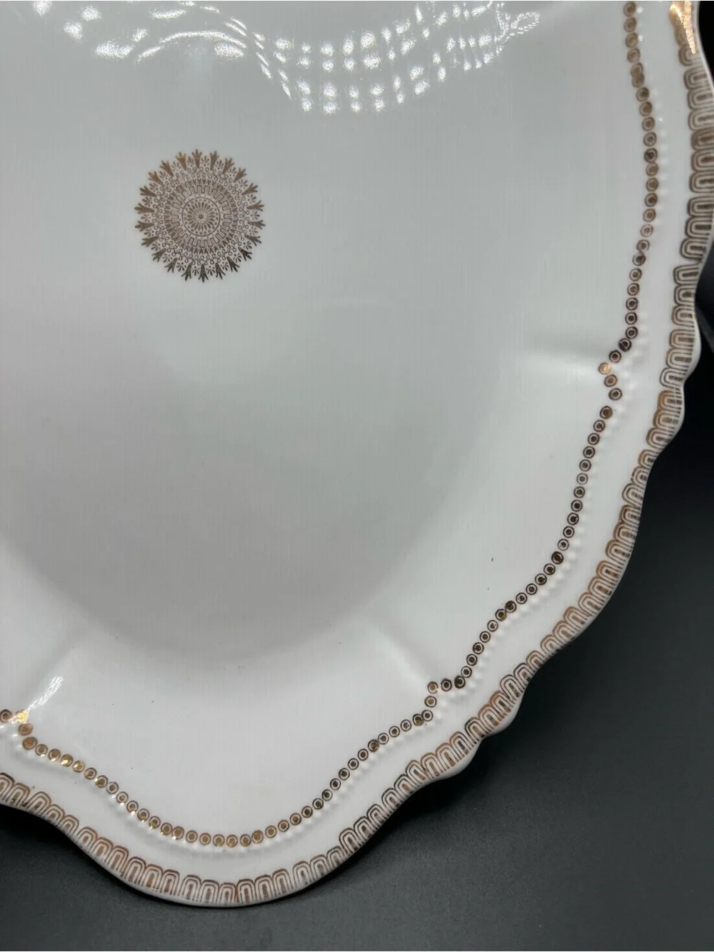 VTG O &E.G Royal Austria Porcelain White & Gold 13” Oval Serving Platter Ornate